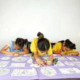 Heroines of History Tablecloth, 3 children completing 