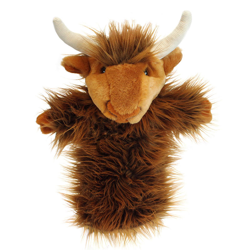 Highland Cow Glove Puppet, front on 