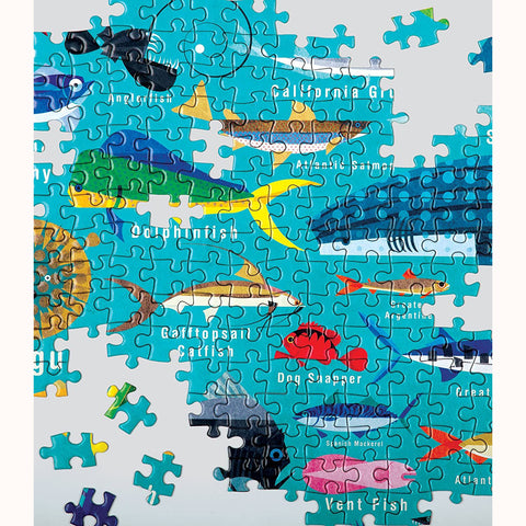Ocean Life Puzzle, close up of incomplete puzzle 