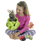 Hide-Away Puppets - Rabbit in a Lettuce (with 3 Mini Beasts) with girl