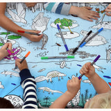 Colour and Learn - Pond Life Tablecloth, lifestyle with hands 