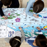Colour and Learn - Pond Life Tablecloth, lifestyle with kids 3