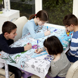 Colour and Learn - Pond Life Tablecloth, lifestyle with kids 4
