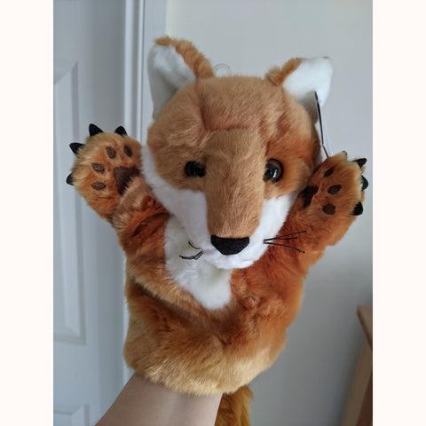 Fox glove puppet on hand 