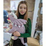 Triceratops Soft Toy (Large Lilac) - Wilberry Knitted
