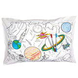 Doodle Space Explorer Pillowcase, partially coloured