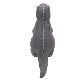 T-Rex Soft Toy (Medium Grey) -  Wilberry Knitted, top down back view