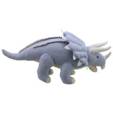 Triceratops Soft Toy (Large Blue) - Wilberry Knitted, side view 