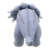 Triceratops Soft Toy (Large Blue) - Wilberry Knitted, back view 