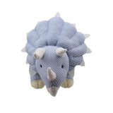 Triceratops Soft Toy (Blue)- Wilberry Knitted, front on view