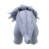 Triceratops Soft Toy (Blue)- Wilberry Knitted, back view