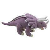 Triceratops Soft Toy (Large Lilac) - Wilberry Knitted, side view