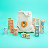 Classic ABC 28 Blocks With Canvas Bag, blocks in columns and bag