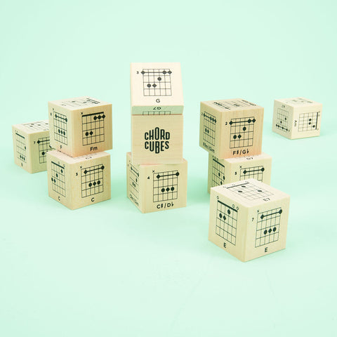 Guitar Chord Cubes - Wooden Building Blocks, different lifestyle shot no box