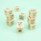 Guitar Chord Cubes - Wooden Building Blocks, stacked out of packaging