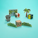 Cubelings Jungle Blocks, unboxed with play scenes