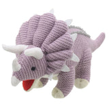 Triceratops Soft Toy - Wilberry Knitted, side front view 