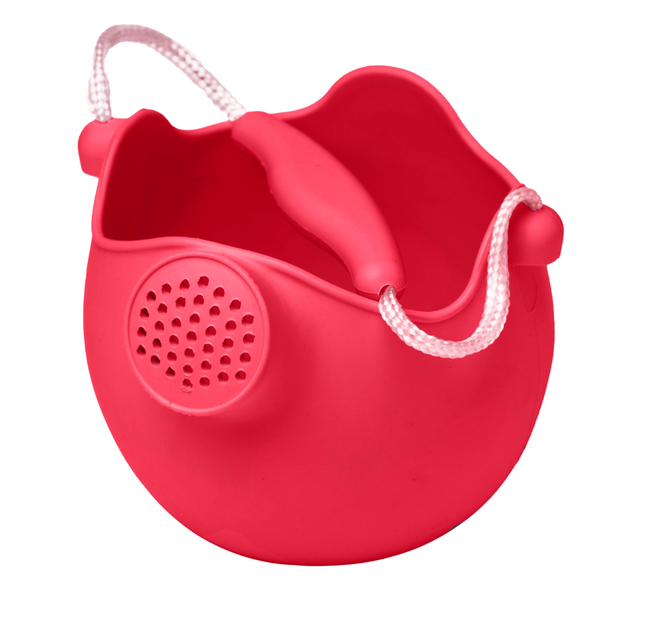 Scrunch Watering Can - Strawberry Red, white background 