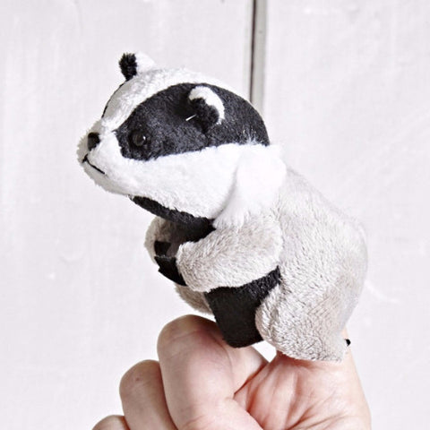 Badger Finger Puppet on finger 