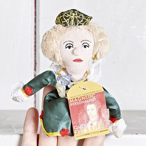 Queen Elizabeth Finger Puppet on a finger