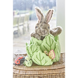 Hide-Away Puppets - Rabbit in a Lettuce (with 3 Mini Beasts) on basket with garden behind