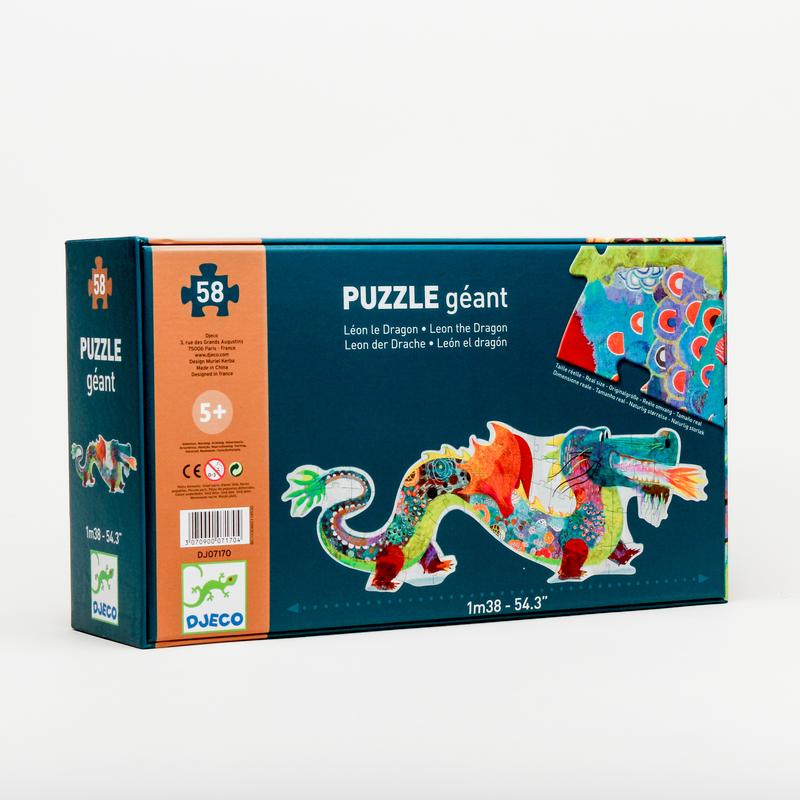 Djeco Giant Floor Puzzle 58 Piece: Leon the Dragon – Growing Tree Toys