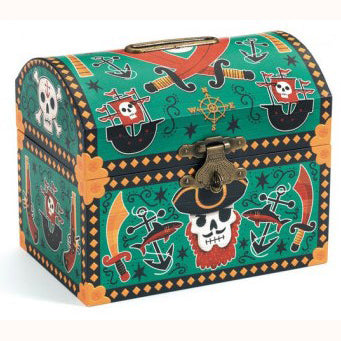 Pirate Money Box, closed, front angle