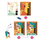 Square heads - Inspired By Picasso, step by step process shown
