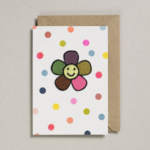 Happy Flower - Greeting Card with Iron On Patch and envelope