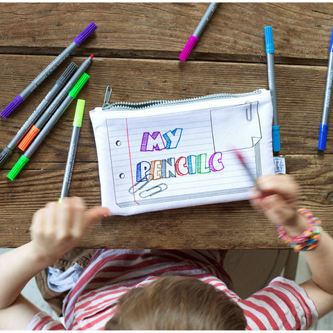 Doodle Pencil Case, with pens being drawn on 