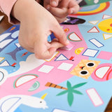 Poppik Panoramic Poster & Stickers - Seasons, child placing sticker on poster 