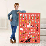 Poppik Poster & Stickers - Mythology completed poster framed, boy standing next to it