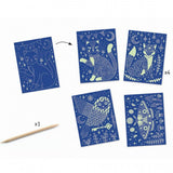 At Night - Glow in the Dark Scratch Card Art, 4 different designs and scratch tool