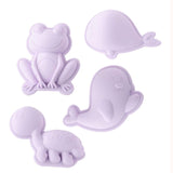 Scrunch Sand Moulds - Pale lavender (Frog Set) out of net bag